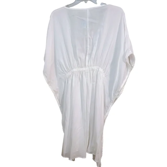 NWT Draper James RSVP White Pom Trim Cover-Up Kaftan Size Small - Picture 3 of 6